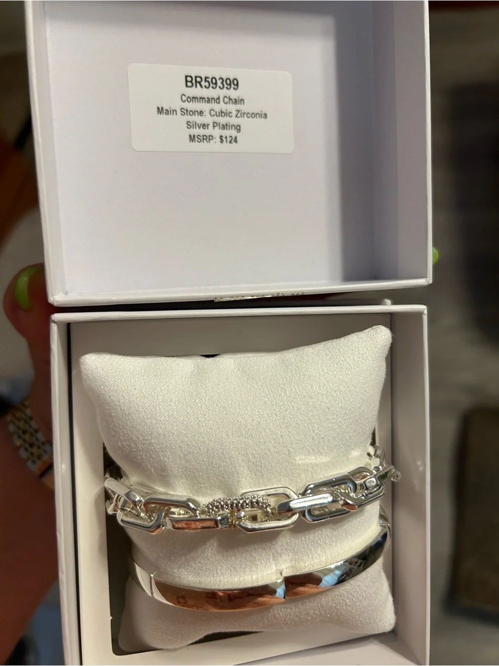 Bomb Party Gem Society Silver Chain & Cuff Bracelet Set
